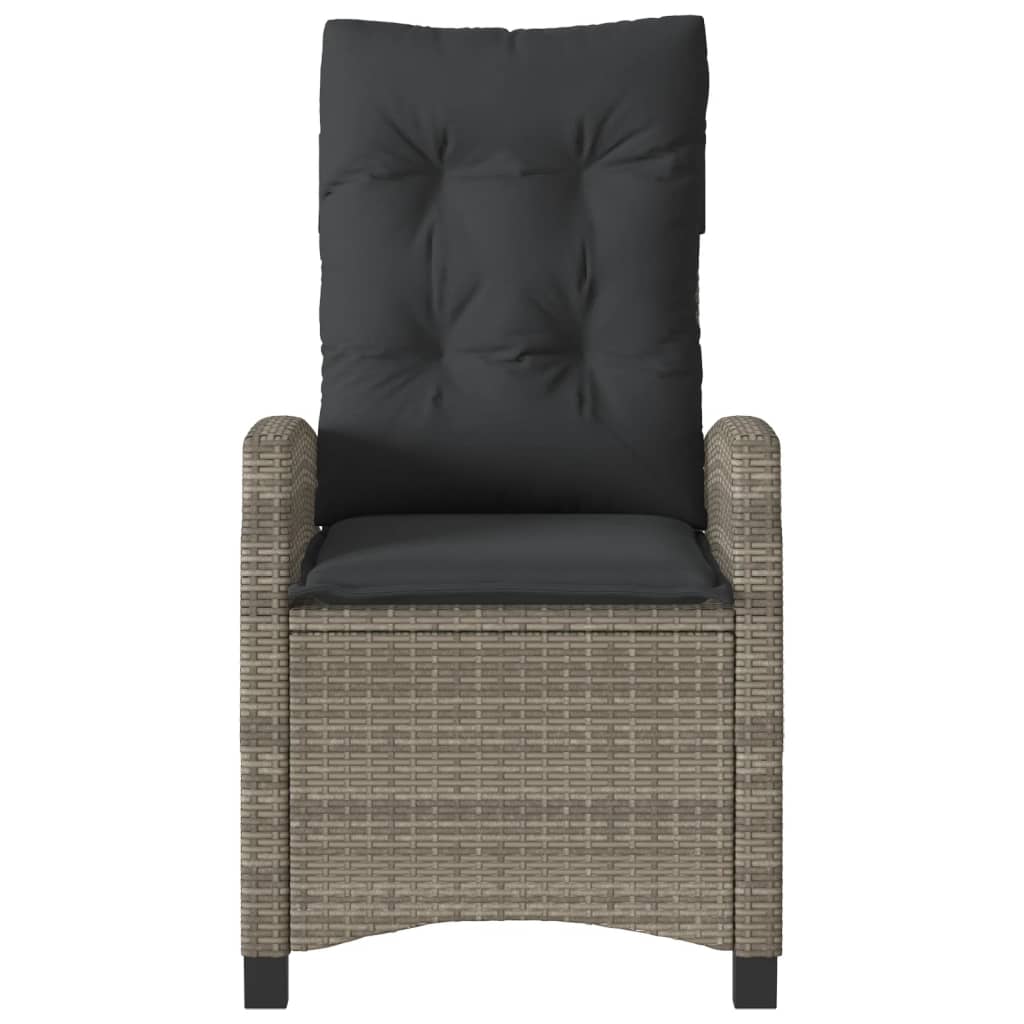 3 Piece Bistro Set with Cushions Grey Poly Rattan