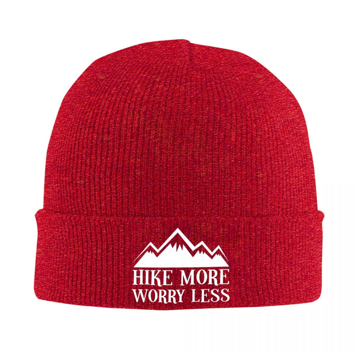 

Hiker Hike More Worry Less Warm Knitted Cap Winter Knit Bonnet Hat Skullies Beanies Hip Hop Caps for Unisex One Size