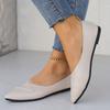 Women's Comfortable Solid Color Pointed Toe Low-cut Slip-on Flat Shoes, Suitable For Moms , Autumn, Pu Leather And Soft Bottom