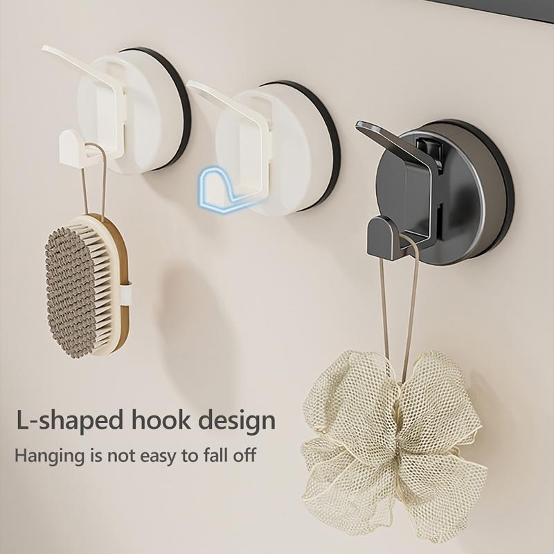 3pcs Strong Suction Cup Hook Not Drill & Rustproof Wall Hook Easy Installs Suction Hook Hangers for Bathroom & Kitchen