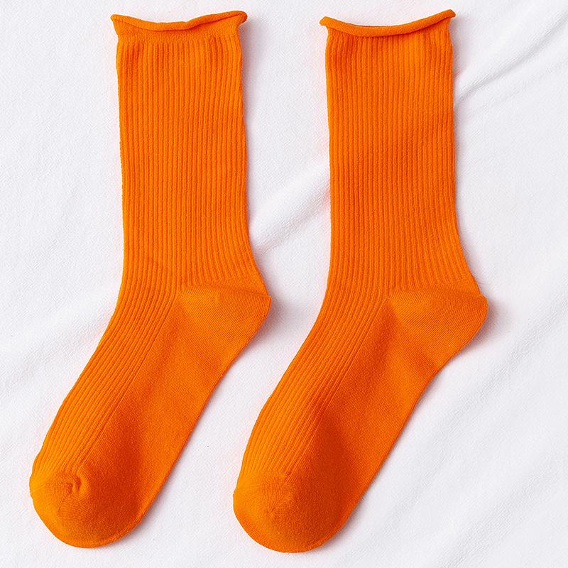 Colorful Women's Mid-Calf Candy Color Cotton Socks - Versatile for Spring and Autumn, Sporty and Over-the-Knee.