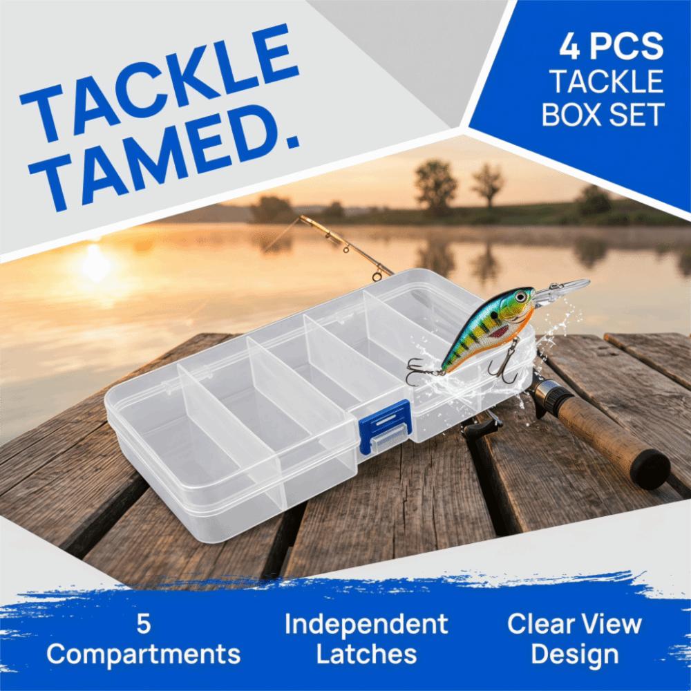 4PCS Clear Plastic Fishing Tackle Storage Box Lure Container  for Bait Hooks Storage