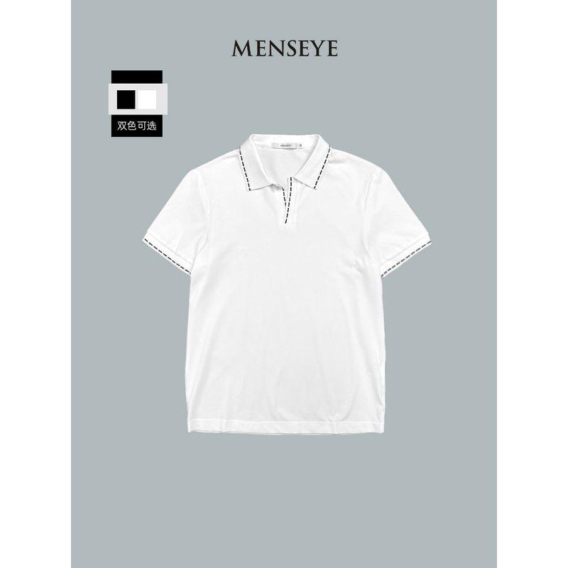 Menseye Men's Polo Short-Sleeved T-Shirt Men's Business Casual Contrasting Color Line Lapel Slim Fit