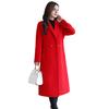 Women's Fall Winter Wool Coat Notch Lapel Single-Breasted Peacoat Casual Trench Coat Mid-Long Thick Overcoat