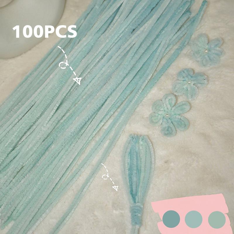 100pcs DIY Colorful Twisted Stick Plush Folding Stick Gradient Twist Stick Ribbon Bar Strip Iron Wire Thread DIY Handmade Toys