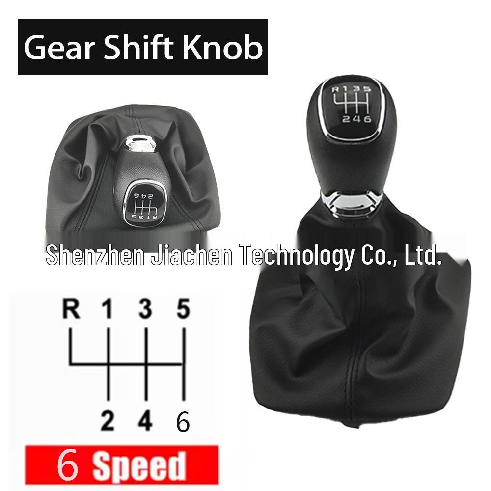 Gear Shift Knob with Chrome Lever and Leather Boot for Skoda Octavia A5 A6 (2004-2012)
