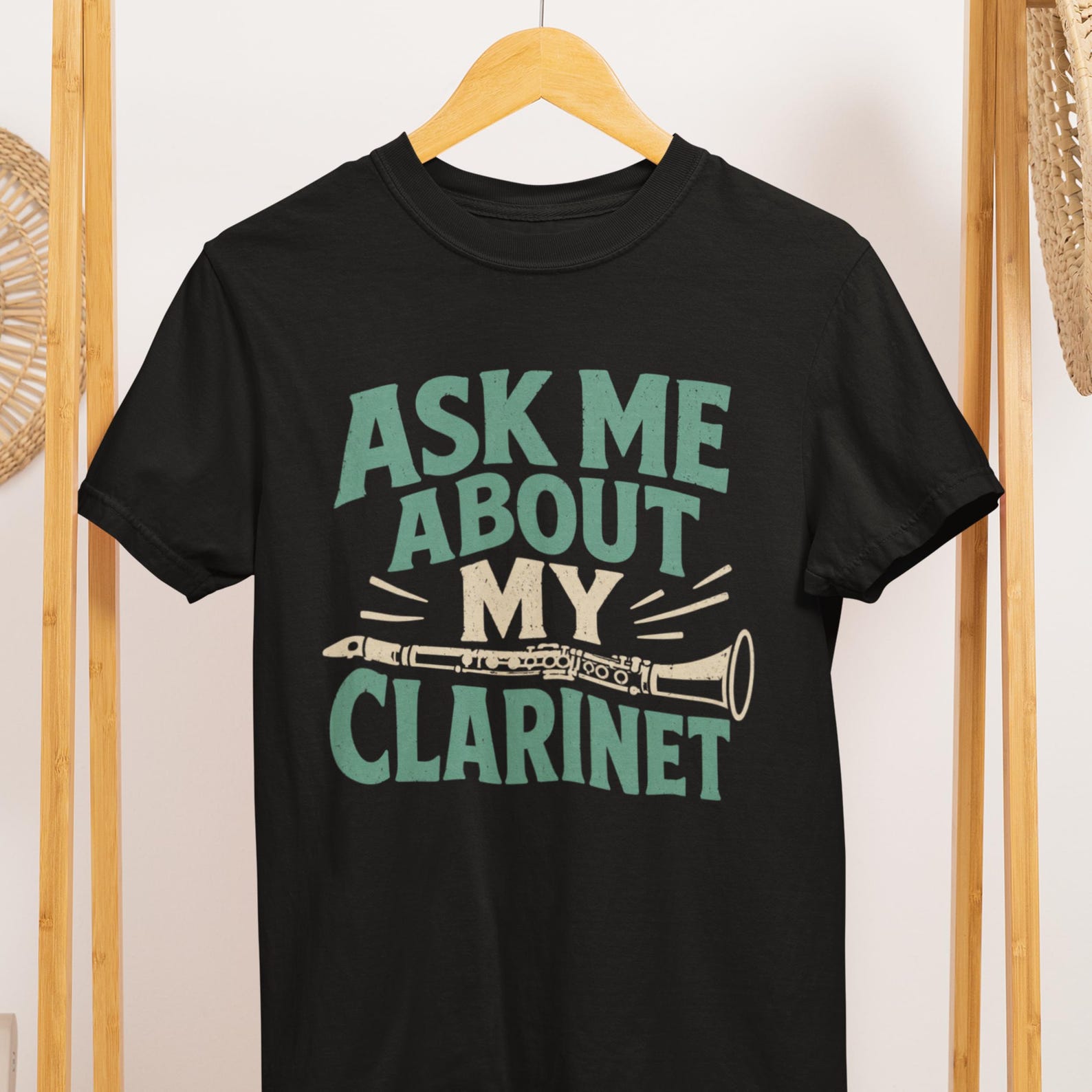Ask Me About My Clarinet T-Shirt, Comfort Colors Musician Tee, Band Geek Gift 4XL