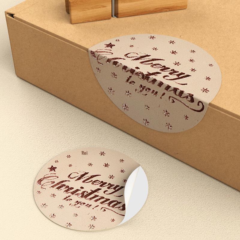 Rose Gold Christmas & New Year Gift Sealing Stickers - Decorative Adhesive Labels