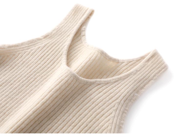 Damen 100% reines Kaschmir Strick-Camisole-Weste - Frühling/Sommer Schlanke Passform Rundhals Pullover
