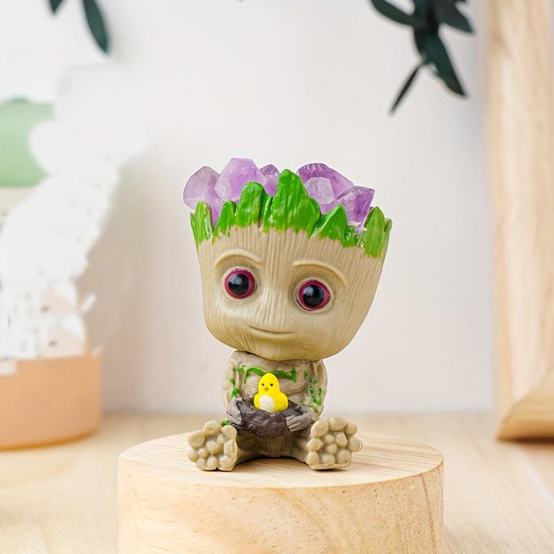 Amethyst Crystal Groot Figurine Desktop Ornament