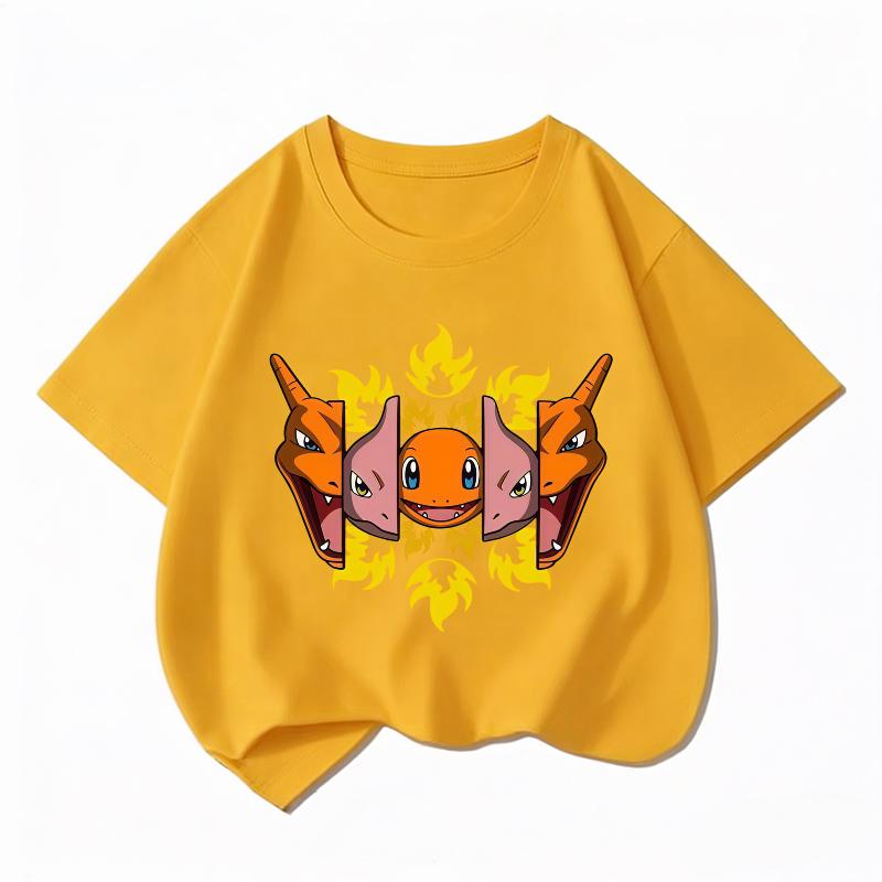 New Pikachu Print Kids Pure Cotton TShirt Unisex Summer Top Comfortable And Breathable Childrens TShirt 100