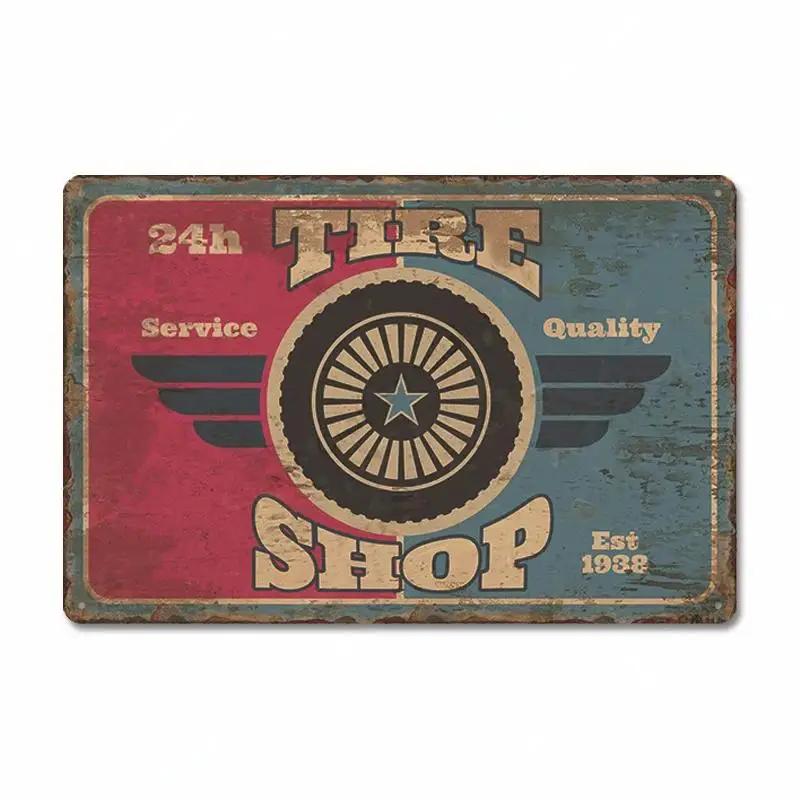 Route 66 Car Metal Dad's Garage Metal Tin Signs Poster Vintage Tinplate Retro Plaque Garage Man Cave Tire Shop Wall Art Decor