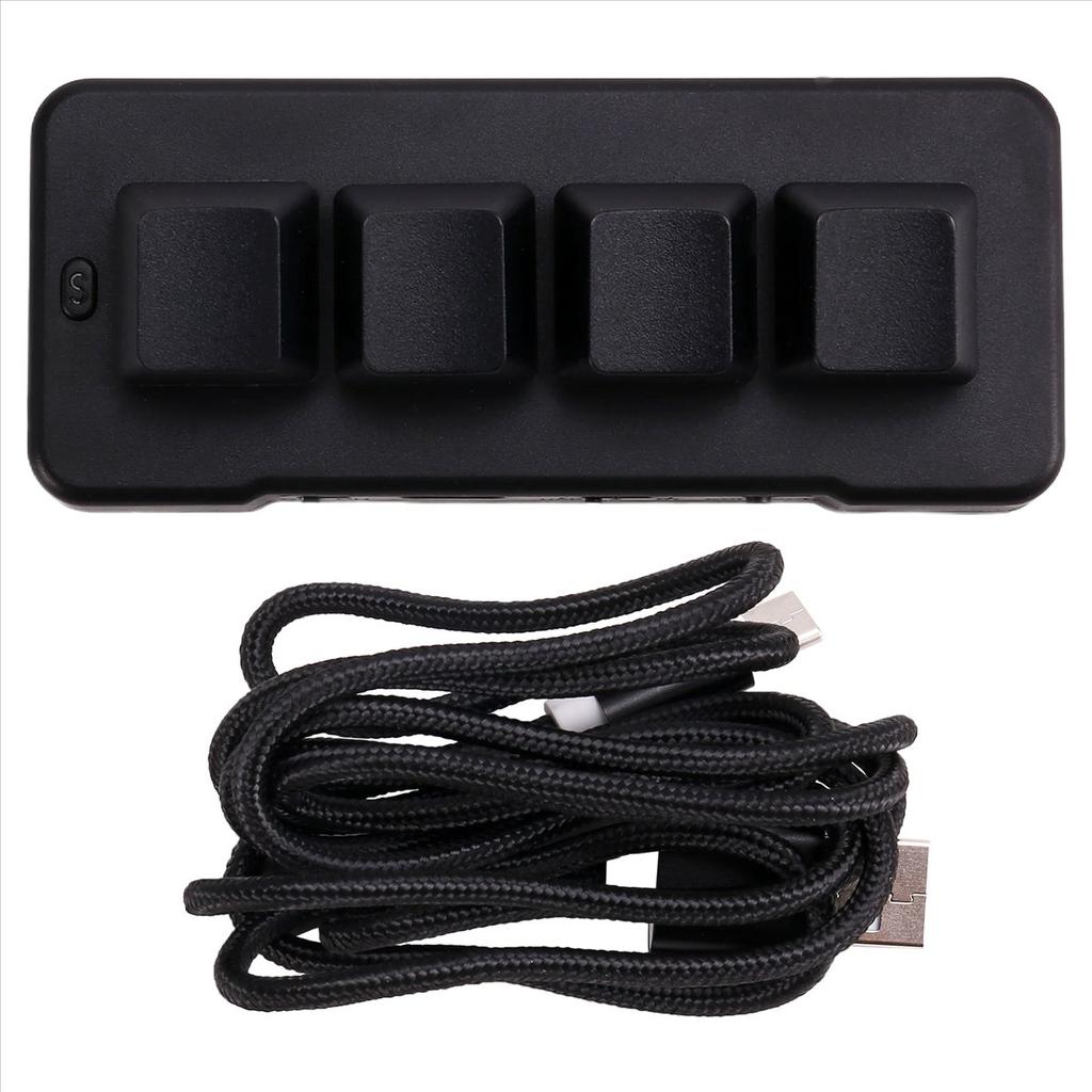 MK424BT 4-Key Mini Customized Keyboard with Mechanical Blue Switch Bluetooth+Usb Connection for Office Game Multimedia A