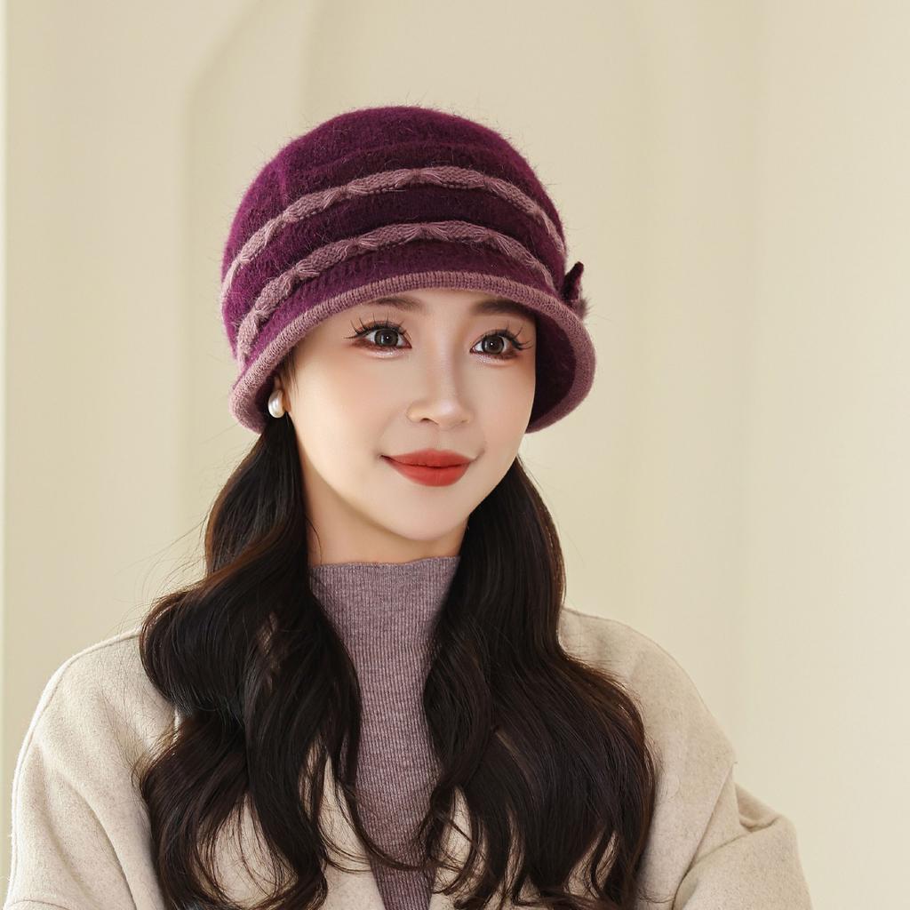Autumn and winter mother hat winter outdoor cycling windproof piled thickened warm ear protector wool hat knitted hat