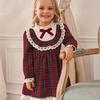 Kinderbekleidung Neues Herbst Winter Mädchen College-Stil Rüschen Karokleid