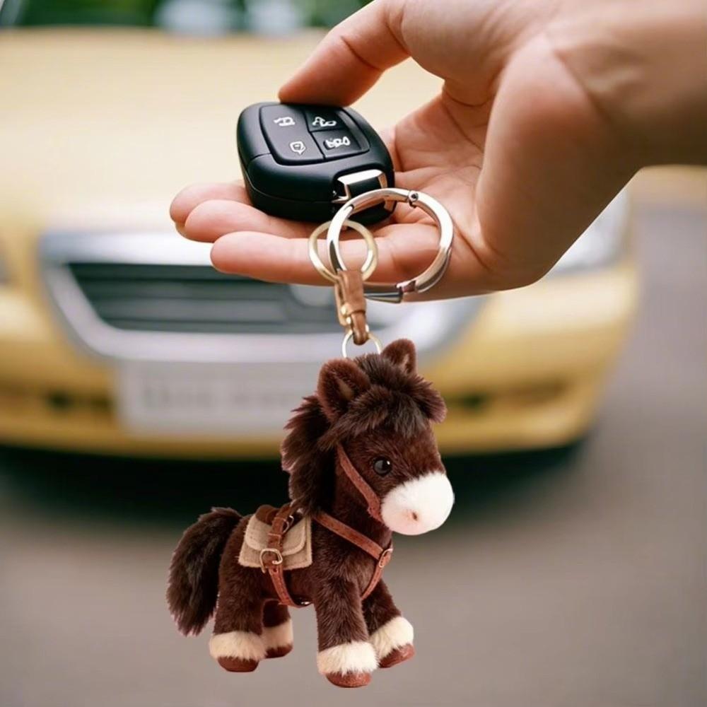 Mini Pony Stuffed Animal Pendant Cartoon Style Plush Pony Keychain New Year Gift
