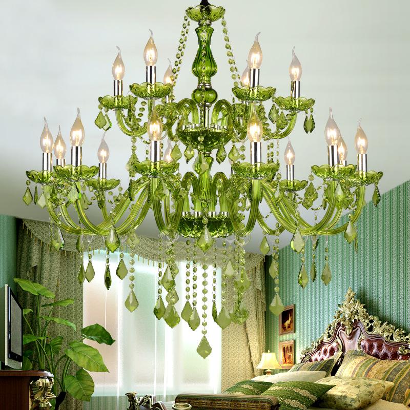 Mage Luxury Green Crystal Chandelier Wedding Hall Bedroom Candle Chandelier Hotel Restaurant Coffee Shop Bar E14 Home Decoration