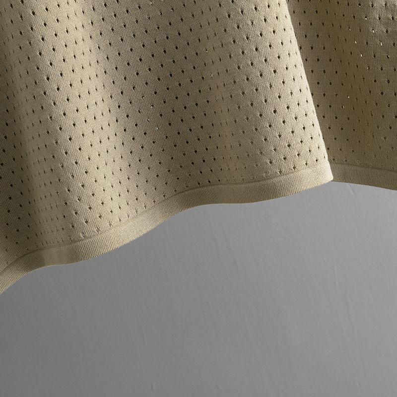 GMXIA Summer Hollowed-out Short-sleeved Knitted Top and Skirt Two-piece Women's Solid-color Casual Suit