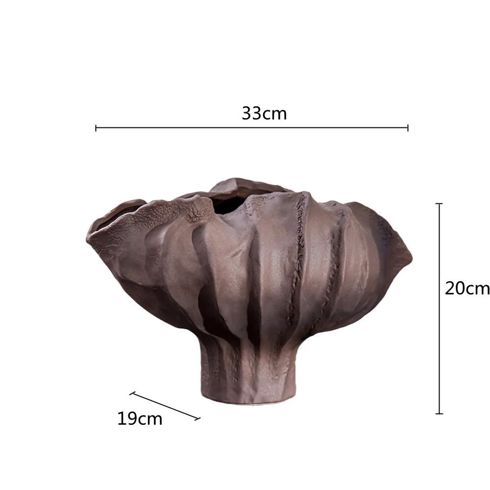 Ceramic Vase Fold Pattern Irregular Flower Wavy Shape Flower Pot Fruit Dish Desktop Storage Organization Home Decoration