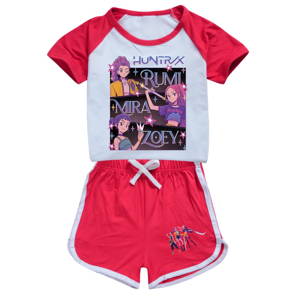 4831 Kids Girls POP Rumi Zoey Mira Print T-shirt Shorts Sport Tracksuit Clothes Set