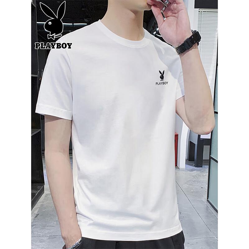PLAYBOY T-shirt da uomo estiva a maniche corte in cotone