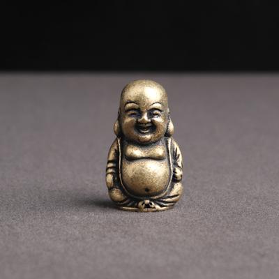Tīra misiņa smejošā Budas statuja Mājas dekors Biroja galda rotājumi Rotājumi Antīkie Maitrejas Budas Budisma skulptūras Amatniecība
