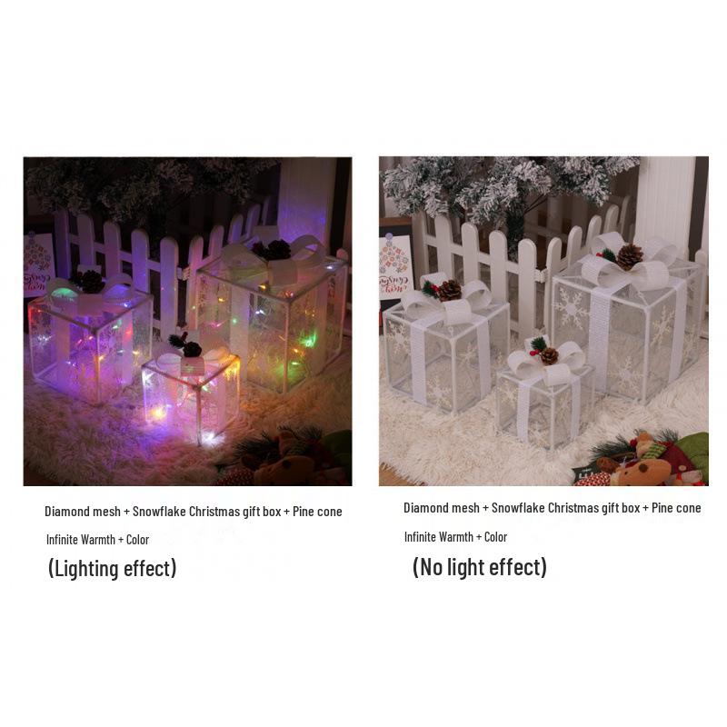 Cross-Border Christmas Luminous Gift Box Set: Outdoor Decorative Lights for Courtyard & Mall Display