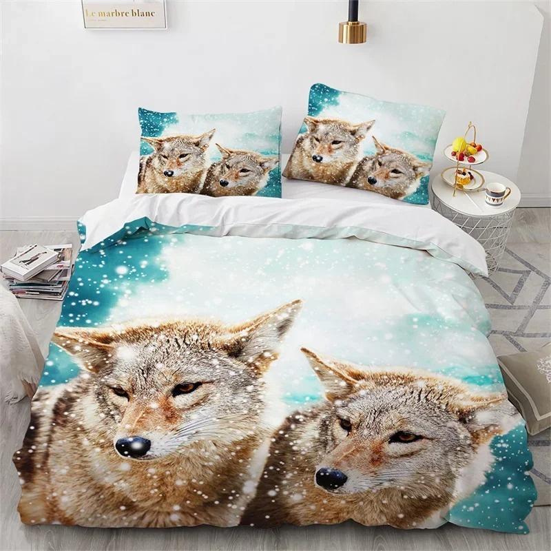 3D Wolf Duvet Cover Collection Animal Printed Single Twin Full Queen King Bedding Collections Euro Bedclothes Pillowcases For Children Kid