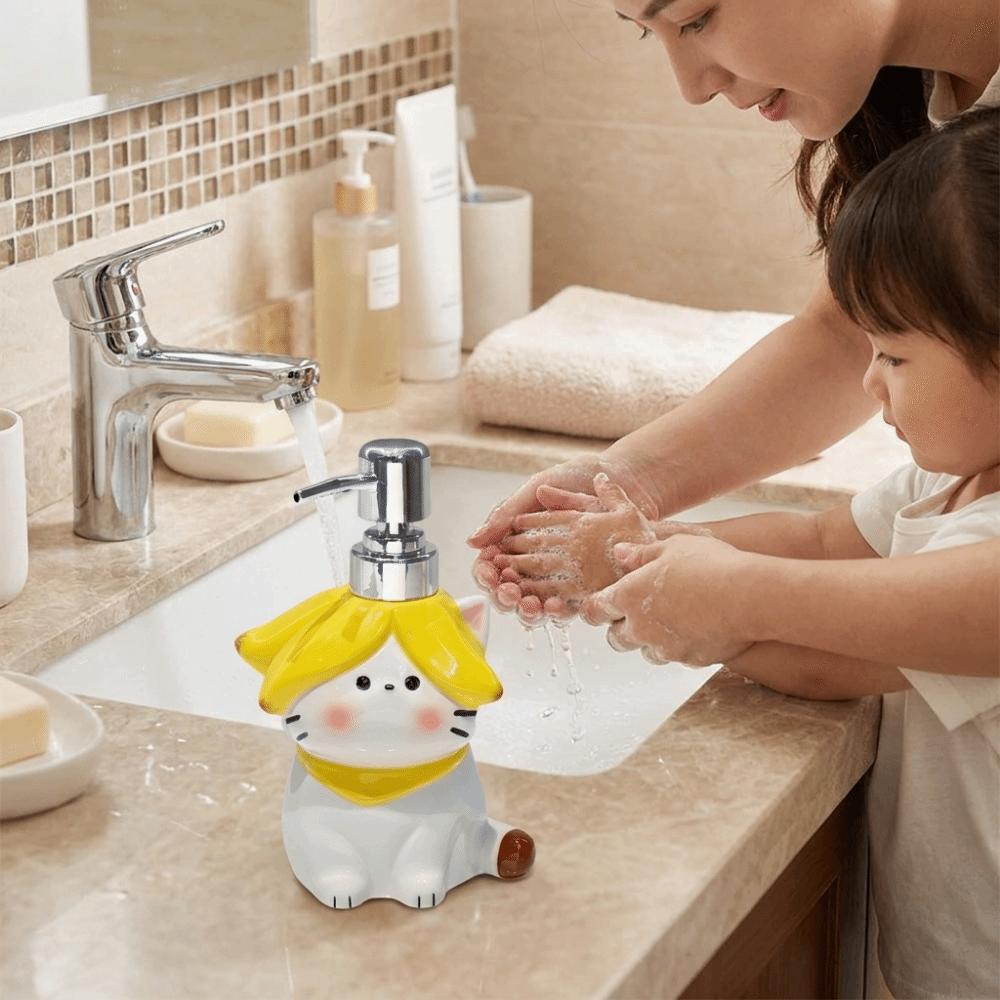 Cartoon Ceramic Soap Dispenser 370ml Cute Hand Soap Dispenser Banana Cat Lotion Bottle Shower Gel