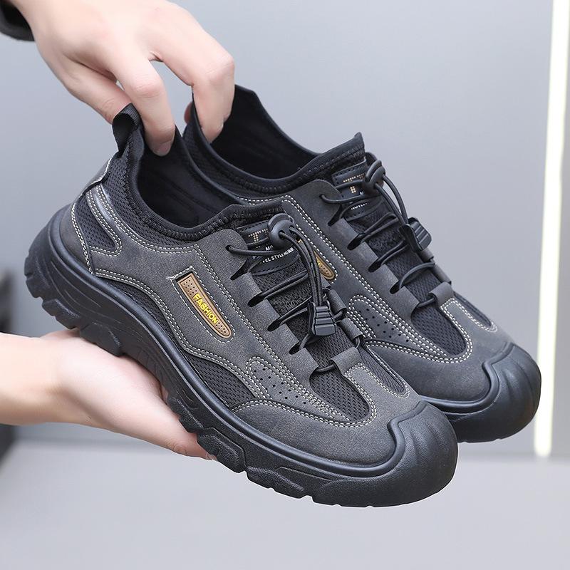 Spring New Hiking Shoes Men's Outdoor Breathable Comfortable Walking Shoes Versatile Casual Shoes One Pedal Soft-soled Dad Shoes