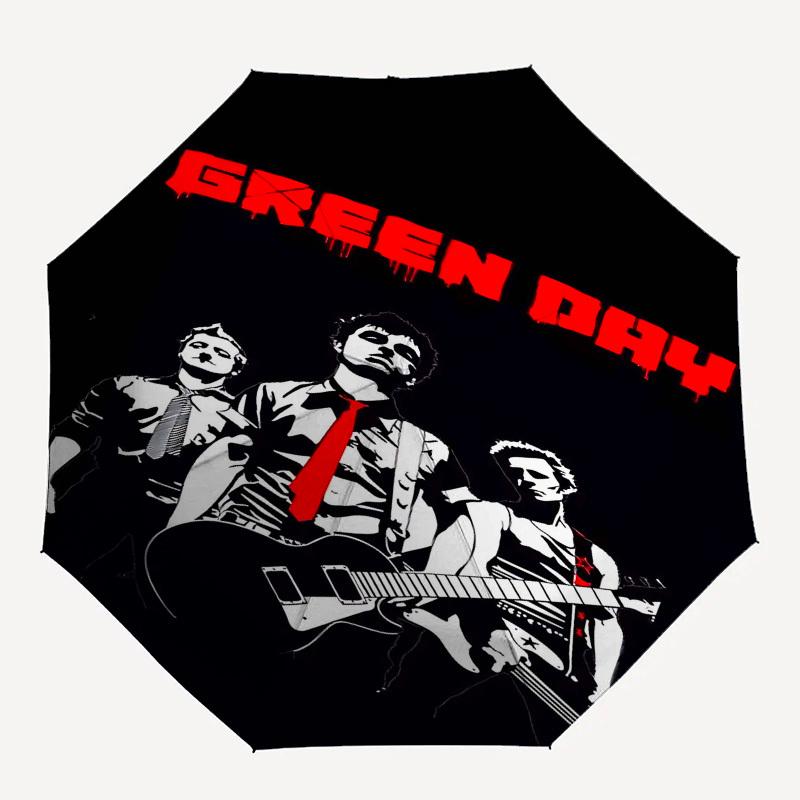 

1pc Green Day Automatic Open Close Umbrella with 8-Rib Windproof Canopy Compact Portable Travel Umbrella10265
