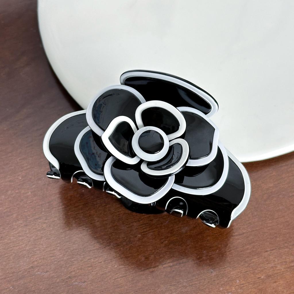 Medium Stylish Size Acetate Hair Clip Featuring Delicate Camellia Flower For Women Fashionable