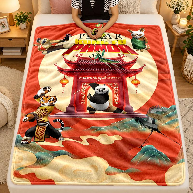 Flannel BlanketKung Fu Panda Warm Soft Throw Blanket for Indoor Sofa Bed Living Room Use