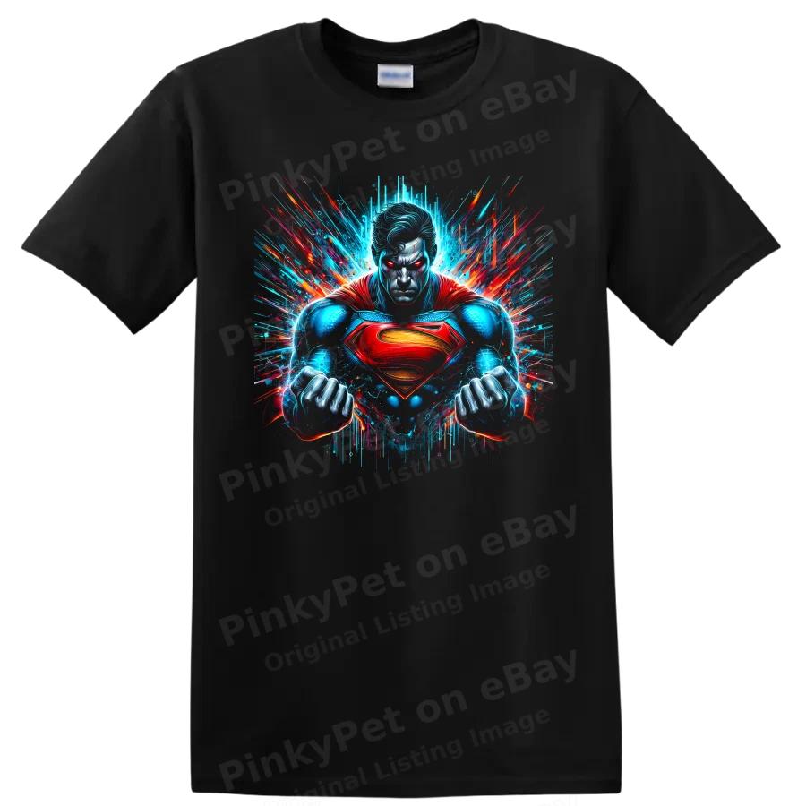 Superman Superhero T Shirt Neon Comic Art Graphic Gift Tee for Hero Collectors