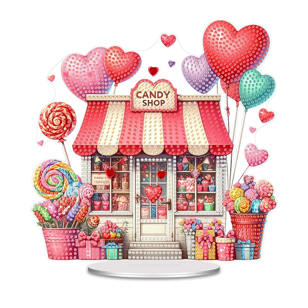 Acrylic Special Shape Train Heart Diamond Painting Tabletop Ornaments Kit Desktop Diamond Art Kits Rhinestones Desktop Ornaments