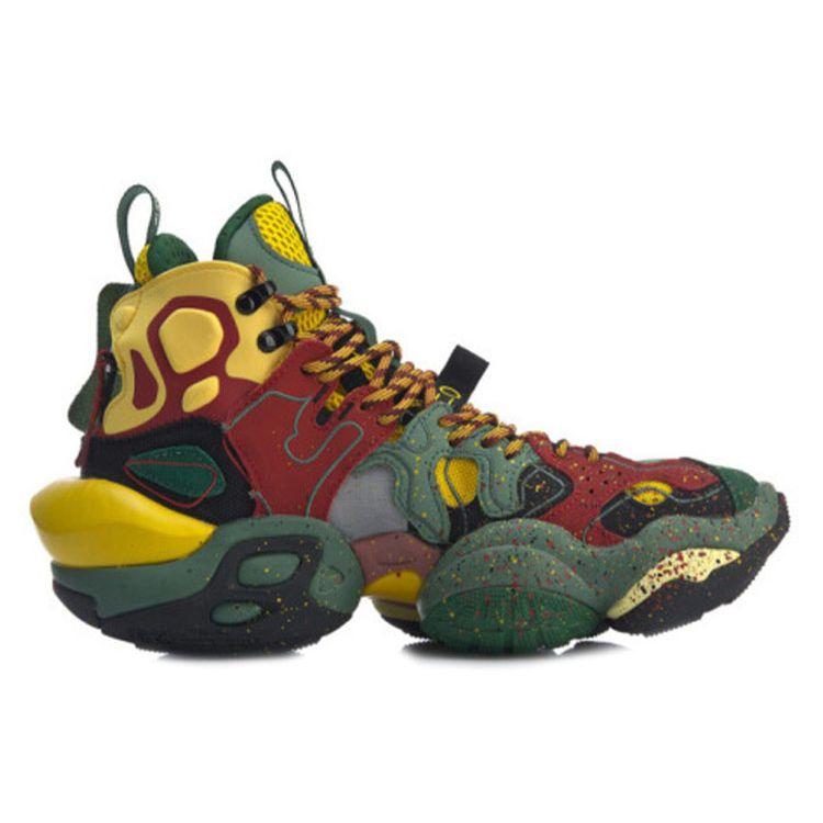 Li Ning Comfortable Versatile Non-Slip Wear-Resistant High-Top Retro Basketball Shoes Men Sneakers Gulf-Green AGBP091-6