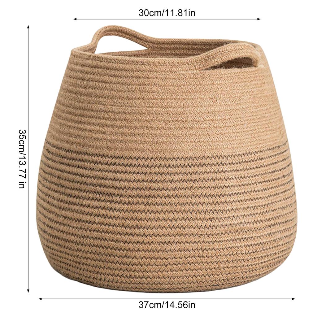 Cotton Rope Woven Basket For Plants Storage Foldable Decorative Basket With Metal Frame