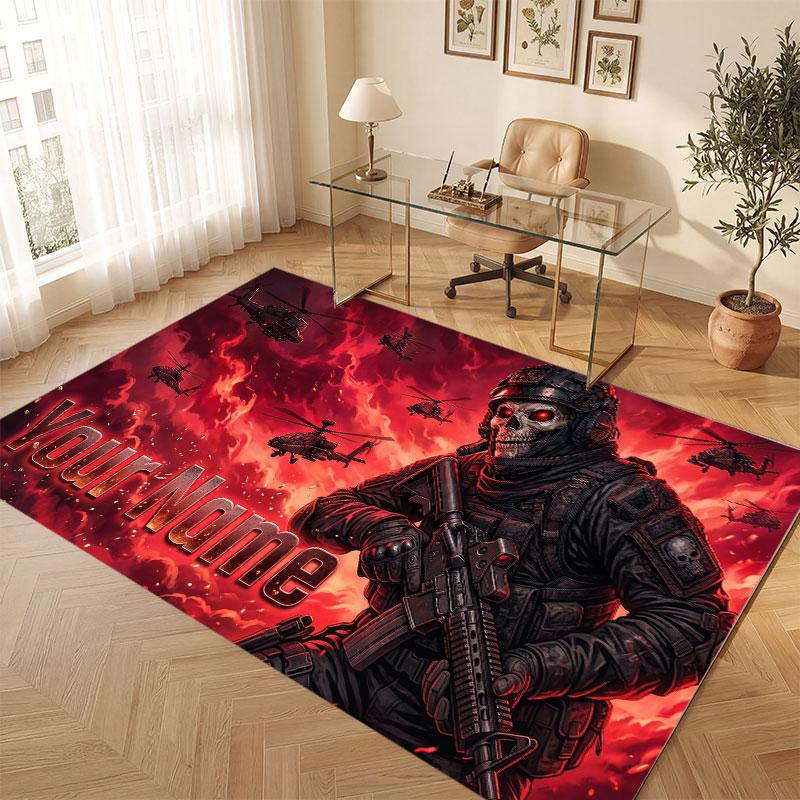 Game Controller Theme Crystal Velvet Floor Rug Personalized Custom Name Text Warm Carpet Home Decoration