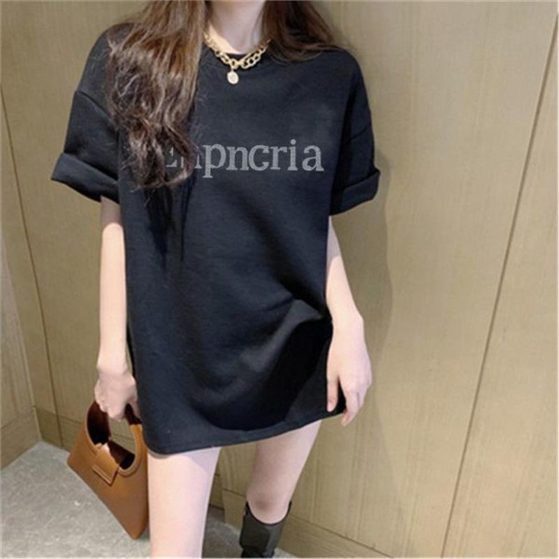 

Розовая футболка с коротким рукавом, осенняя, свободного кроя, женская – Модный дизайн средней длины XL чёрный