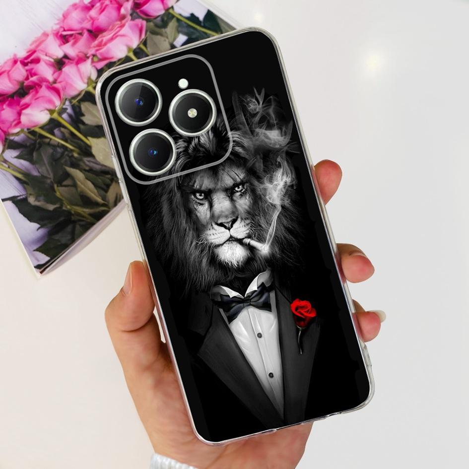 For Realme C63 4G 2024 Case RMX3939 Cover Cute Love Heart Soft Clear Silicone Protective Cases For Realme C61 4G C 61 C 63 Funda