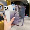 For iPhone 16 Pro Case Cute Bear Electroplating TPU Phone Cover with Gradient Glitter Paper