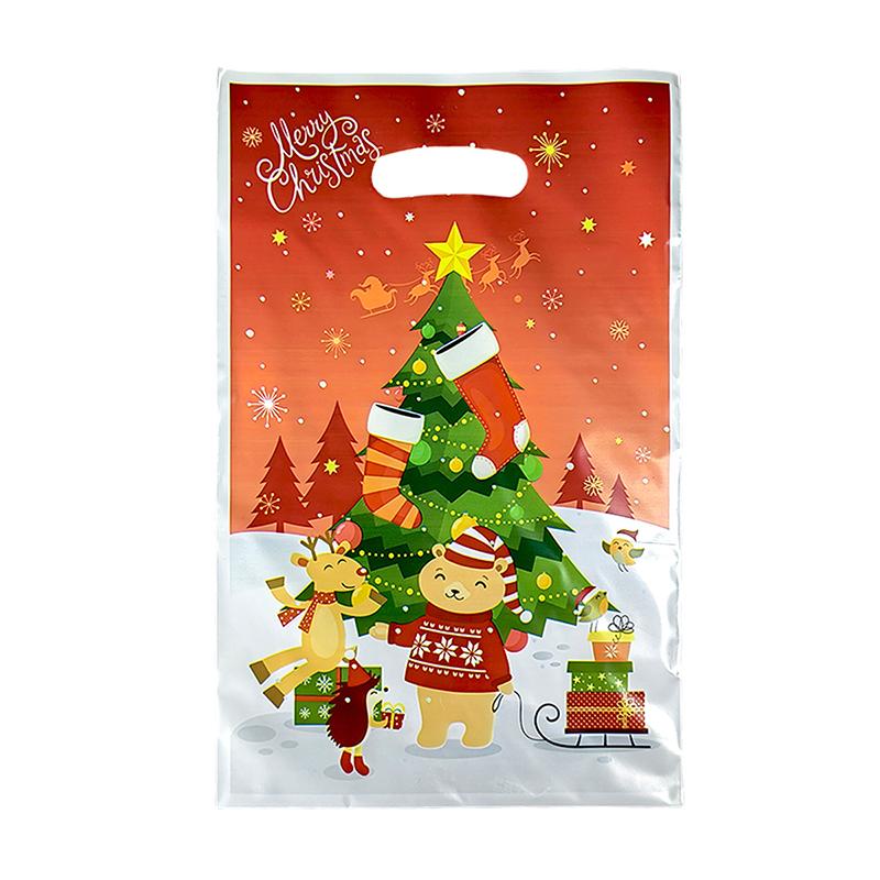 10 шт. Подарочный пакет для рождественской вечеринки, пакет для конфет, мультяшный Санта-Клаус, рождественская елка, подарочный пакет