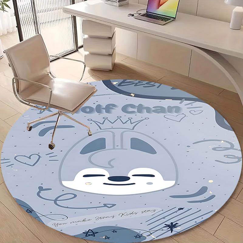 1pc Kpop Team7 Design Printed Area Round Carpet for Bedroom Living Room Home Decor Rugs Mat Non Slip Mat Rug for Bedside
