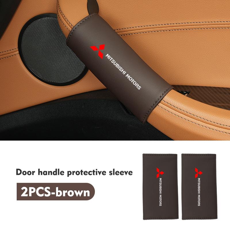 Car Door Handles Cover Leather Anti-Wear Protector Sleeve For Mitsubishi Outlander Lancer Eclipse Mirage Xpander Attrage