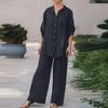 Womens Piece Set Vintage Plus Size Cotton Linen Shirt Set L