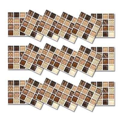 18 Pièces 10*10cm Imperméable Résistant à l'Huile Auto-Adhésif Simuler Carrelage Mosaïque Autocollant pour Crédence de Cuisine
