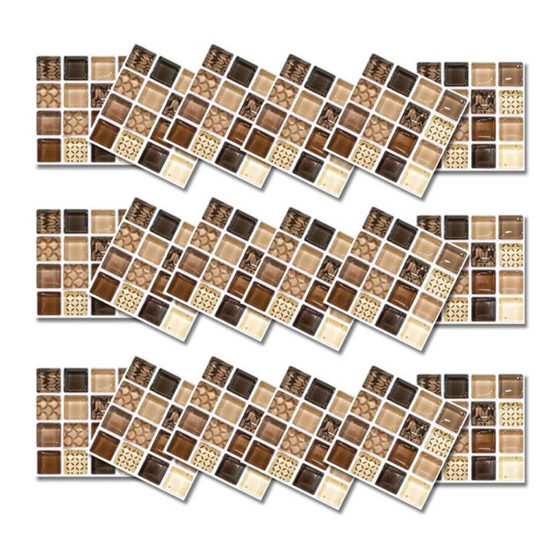 18Pcs 10*10cm Waterproof Oil Proof Self Adhesive Simulate Mosaic Tile Sticker for Kitchen Backsplash