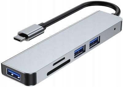HUB USB-C 3xUSB 3.0 Adapter TF/SD Card Reader Plug and Play