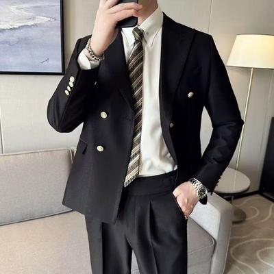 Zweireihiges Herren Jackett mit spitzem Revers, Slim Fit, für Trauzeugen, Hochzeitsmode