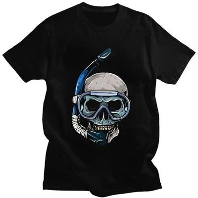 Individuelle Taucher Scuba Diving Totenkopf T-Shirts für Männer Reines Baumwoll-Tees Tshirt Kurzarm-T-Shirt Kleidung